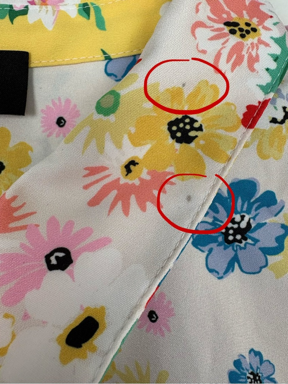 Fate Yellow Green Blue Floral Patchwork Button-Up Shirt Size Small - Picture 4 of 8